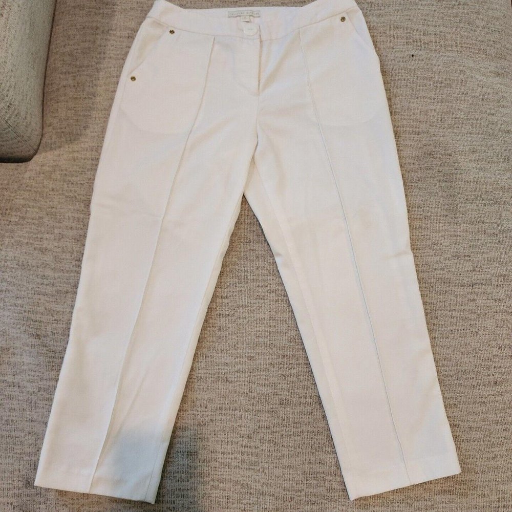 Tallulah Sunrise Womens Linen Work Wear Trouser White Pants Size M